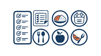 Meal planning checklist for healthy eating and diet schedule with food and nutrition guide tracker app plan