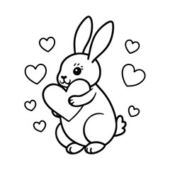 sweet bunny embracing a heart with little hearts
