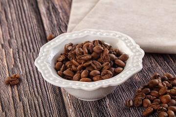 Roasted brown araboca coffee beans