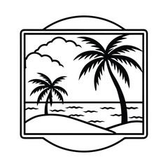 tropical beach scene in a frame vector on white background 