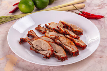 Roasted gourmet duck fillet slices