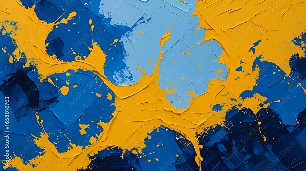 Wall mural abstract blue background with paint splashes