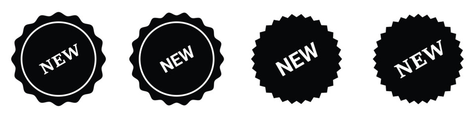 Set of new arrival tag icon set. Black vector banner ribbon on white background, left bookmark, new arrival. New arrival stickers and labels flat icon set. Vector illustration. EPS 10