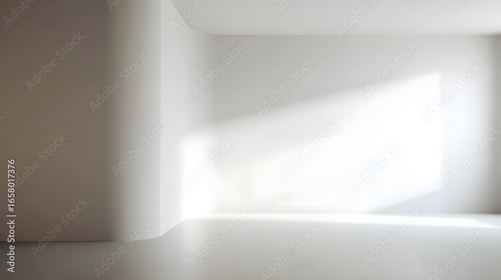 Wall mural minimal abstract light gray background for product presentation. soft window shadow and light overla