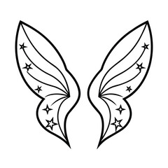 vector outline of magical wings with stars art 