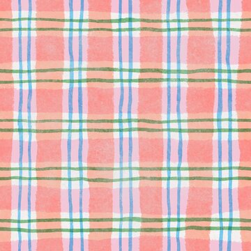 Pattern Perfect - Template 3000pxSeamless pastel gingham plaid check pattern in soft color variations including pink, green, blue, purple, and peach. A light and cheerful woven fabric style ideal for 
