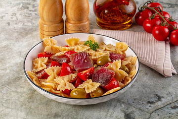 Pasta Farfalle with fresh Tuna fish