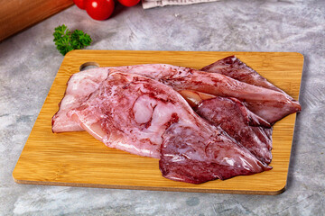 Raw fresh calamari for cooking