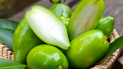 Fresh Madan tropical thai fruit in basket