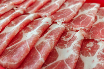 close up pork neck sliced texture