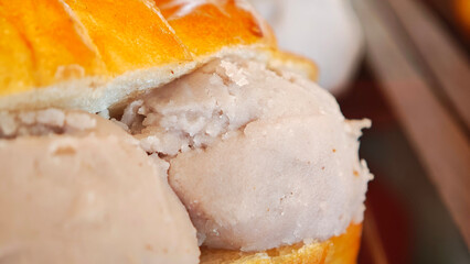 Soft and fragrant taro mochi bread