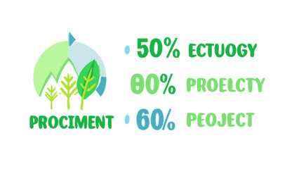 Prociment ectuogy proelcty peoject graphic design with trees and percentages for business promotion