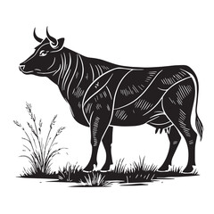 black steak Silhouette Vector, High Quality Illustration on White Background