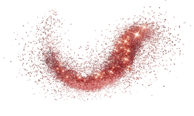 Curved, reddish nebula with bright stars against a black background