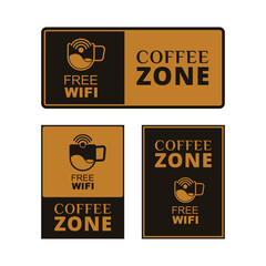 Coffee zone and free wifi sign with white background vector illustration
