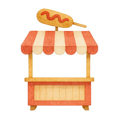 Fototapeta premium PNG Vintage food stall illustration.