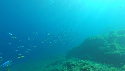 Underwater fish school