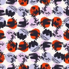 Various circles, shapes, figures. Modern abstract style. Hand drawn vector seamless pattern. Square background, wallpaper. Textile, fabric, print template, wrapping paper, design element