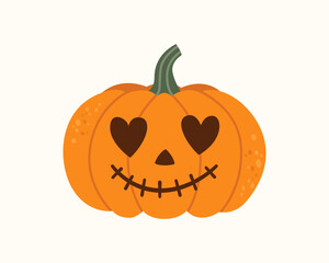 Smiling pumpkin jack o lantern with heart shaped eyes perfect for festive halloween design seasonal decoration and october celebration joy