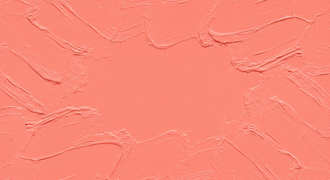 A textured coral surface with visible brush strokes creating a dimensional effect