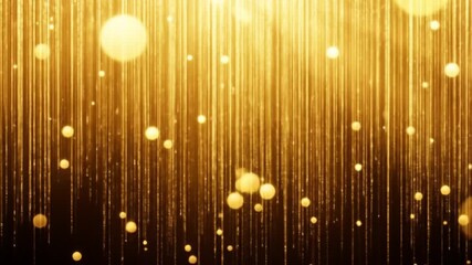 Golden light streaks and shimmering orbs descend, creating a luxurious, celebratory backdrop. - Powered by Adobe