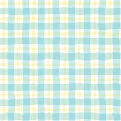 Watercolor gingham check seamless pattern created with a soft hand drawn style.  
Pastel color variations include pink, yellow, green, and blue for versatile design use.  
Perfect for fabric, textile,