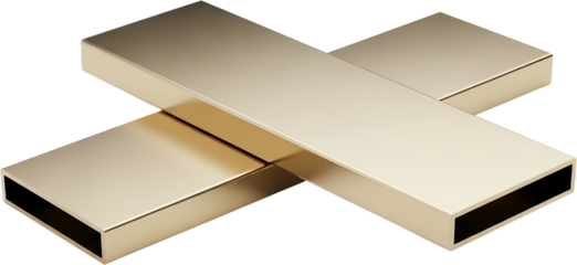 Two Metallic Gold Rectangular Bars Intersecting Isolated On A Transparent Background Ready To Isolate Intersection Transparent Background