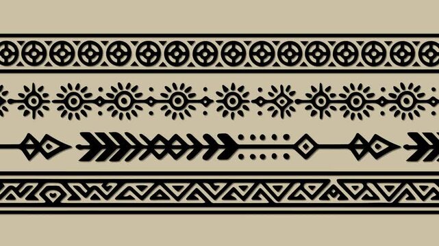 Looping Background Video with Animated Aztec Symbols, Tribal Motion Graphics