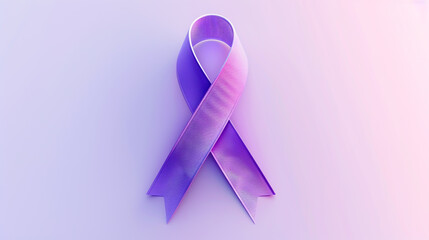 Abstract ribbon emblem in pastel purple, representing Rare Disease Day, isolated on soft gradient, elegant minimalistic logo, vector style, clean design