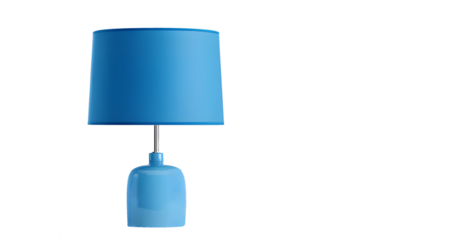 Blue lamp with a sleek design with isolated on a transparent background