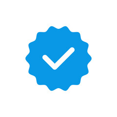Blue tick verified badge icon, transparent png .