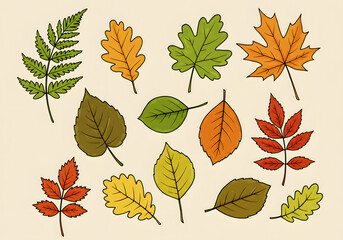 Obraz premium Assorted autumn leaves graphic design collection for decoration