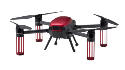 Modern Red Drone with Cool Design and Unique Wing Structure Ideal for Aerial Photography and Videography
