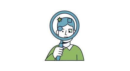 Fototapeta premium Modern Vector Illustration of Person Holding Magnifying Glass to Face