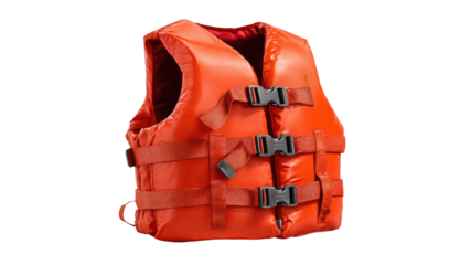 Bright Orange Life Jacket for Water Safety, Marine Activities, and Outdoor Adventures in Various Water Environments