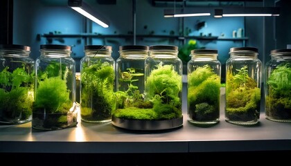 Experimental Moss Terrariums in Lab