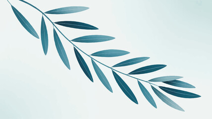 A Minimalist Botanical Illustration Olive Branch in Blue Serenity 