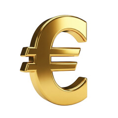 Obraz premium Shimmering three-dimensional golden euro symbol representing european currency and wealth transparent background