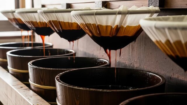 Soy Sauce Fermentation. Soy Sauce Preparation. Soy Sauce Factory.