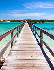 Fototapeta premium Wooden pier leading to a tranquil beach