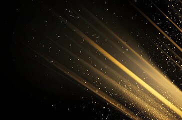 Obraz premium A dark background with golden light rays and a glowing effect in the bottom right corner