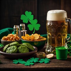 Happy baby dressed as Santa Claus Dwarf with a Christmas tree in the background