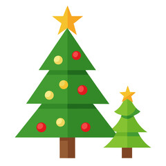 Festive decorated christmas tree with a plain design presented on a clean white background perfect for holiday celebrations
