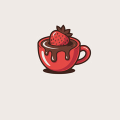 cup of coffee with strawberry
