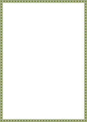 Detailed seamless green and blue floral mosaic tiles form rectangular border on transparent background