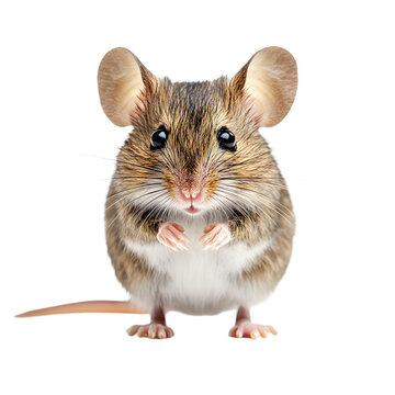 Curious Mouse with Wide Eyes Stands Alert - Professional Stock Photo