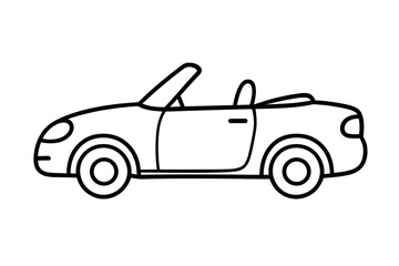 Simple outline of a convertible car. Vector cartoon illustration of a cabriolet. Minimalist line art drawing of a sports car. Automobile transport vehicle icon symbol design.