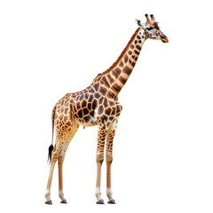 Fototapeta premium Majestic African Giraffe Standing on White Background