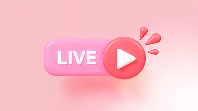 Go live now with this vibrant play button and dynamic 'LIVE' text, perfect for streaming