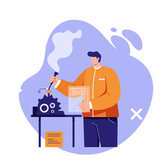 Man conducting a scientific experiment in a lab, analyzing data for research and development. Ideal for technology, innovation, or engineering concepts.